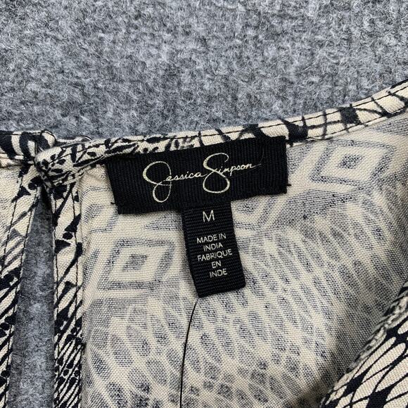 Jessica Simpson Romper Womens M Medium Cream Black Paola Fringe Tassel Flap - Picture 5 of 16